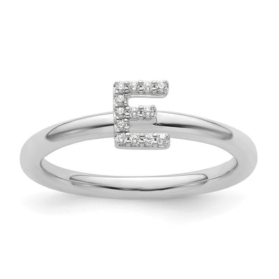 14K White Gold Stackable Diamond Initial Ring