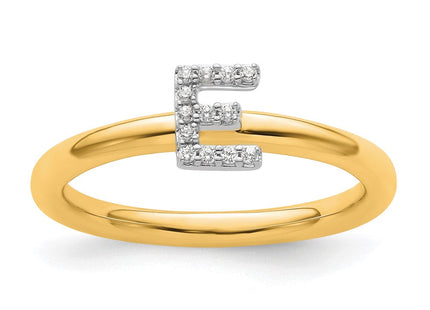 14K Yellow Gold Stackable Diamond Initial Ring