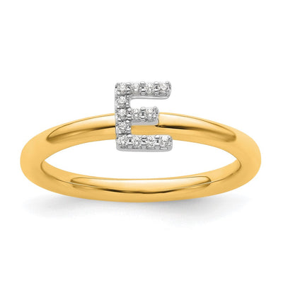 14K Yellow Gold Stackable Diamond Initial Ring