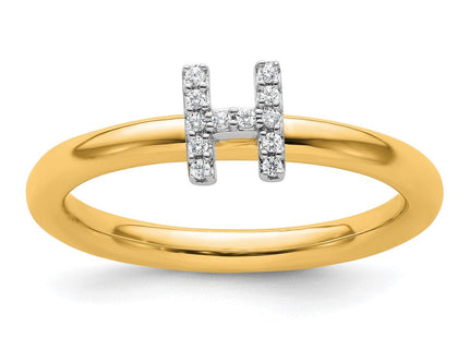 14K Yellow Gold Stackable Diamond Initial Ring