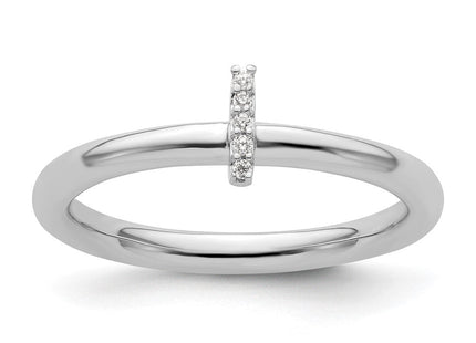 14K White Gold Stackable Diamond Initial Ring