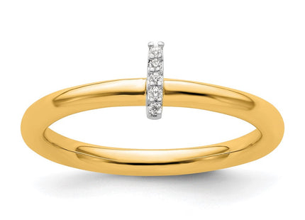 14K Yellow Gold Stackable Diamond Initial Ring