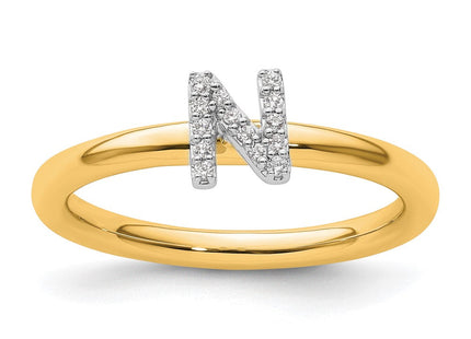 14K Yellow Gold Stackable Diamond Initial Ring