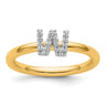 14K Stackable Diamond Initial Ring Collection with Elegant Letter Designs