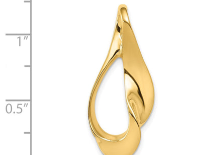 14K Polished Curled Teardrop Slide Fits up to 3mm Regular/6mm Fancy or Reversible Omega, view 4