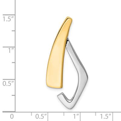 14K Two-tone Polished Slide Fits up to Regular/ Fancy or Reversible Omega, 38 x 18mm