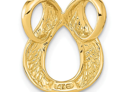 14K Polished Bow Slide Fits up to 2mm Regular/4mm Fancy or Reversible Omega, view 2