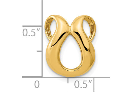 14K Polished Bow Slide Fits up to 2mm Regular/4mm Fancy or Reversible Omega, view 4