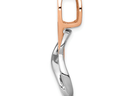 14k Two-tone Slide Fits up to Regular/ Fancy or Reversible Omega, 34 x 13mm