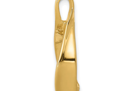 14K Polished Twisted Teardrop Slide Fits up to 2mm Regular/4mm Fancy or Reversible Omega, view 3