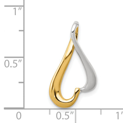 14K Two-tone Slide Fits up to Regular/ Fancy or Reversible Omega, 23 x 11mm