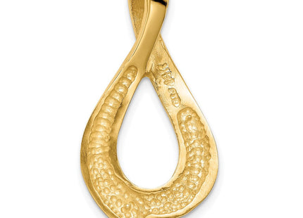 14K Polished Open Teardrop Slide Fits up to 2mm Regular/6mm Fancy or Reversible Omega, view 2
