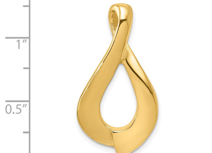 14K Polished Open Teardrop Slide Fits up to 2mm Regular/6mm Fancy or Reversible Omega, view 4