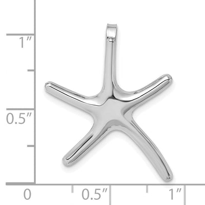 14K White Gold Starfish Chain Slide, 26.25 x 22.55mm