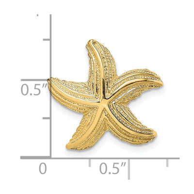 14K Polished and Textured Starfish Slide