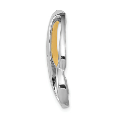 14K Two-tone Polished Slide Fits up to Regular/ Fancy or Reversible Omega, 29 x 16mm