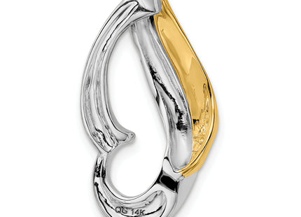 14k Two-tone Polished Slide Fits up to Regular/ Fancy or Reversible Omega, 29 x 16mm