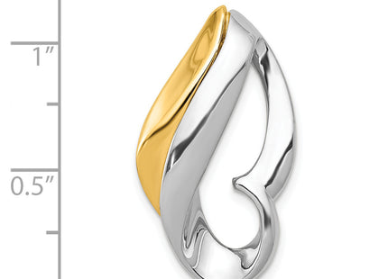 14k Two-tone Polished Slide Fits up to Regular/ Fancy or Reversible Omega, 29 x 16mm