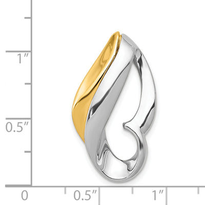 14K Two-tone Polished Slide Fits up to Regular/ Fancy or Reversible Omega, 29 x 16mm