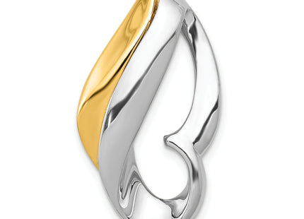 14k Two-tone Polished Slide Fits up to Regular/ Fancy or Reversible Omega, 29 x 16mm