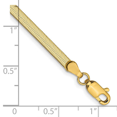 14K Silky Herringbone with Lobster Clasp Bracelet, 7 x 3mm