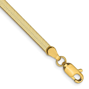 14K Silky Herringbone with Lobster Clasp Bracelet (Style SLK025-7)