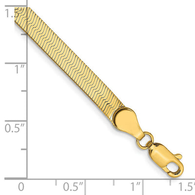 14K Silky Herringbone with Lobster Clasp Bracelet, 7 x 4mm