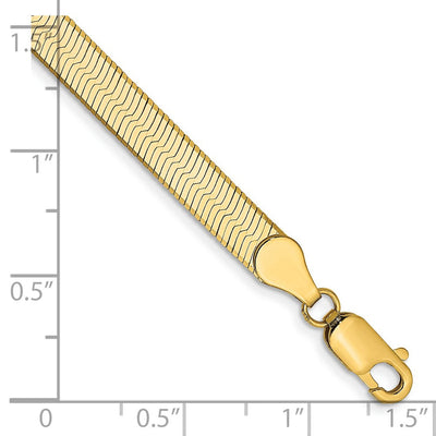 14K Silky Herringbone with Lobster Clasp Bracelet, 7 x 5mm
