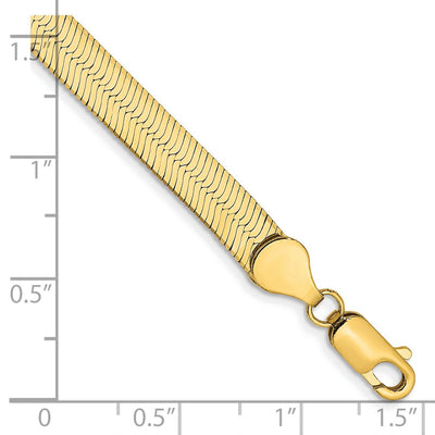 14K Silky Herringbone with Lobster Clasp Bracelet, 7 x 5.5mm