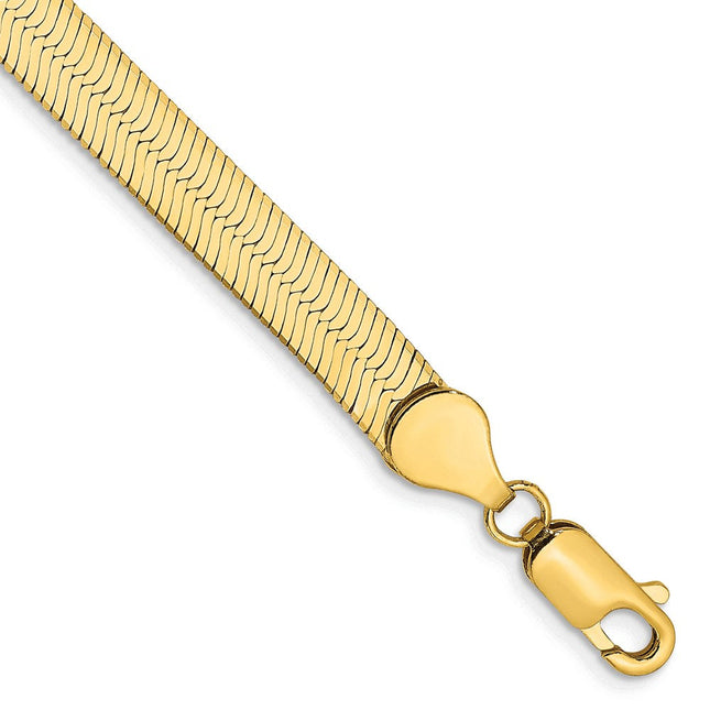 14K Silky Herringbone with Lobster Clasp Bracelet, 7 x 5.5mm