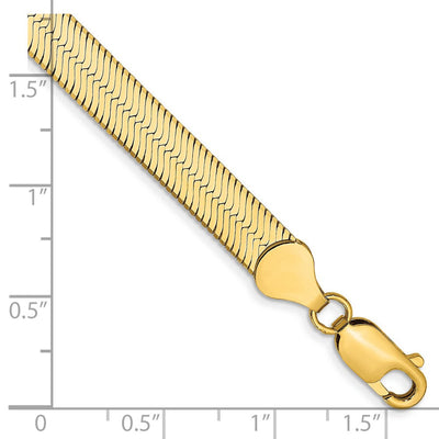 14K Silky Herringbone with Lobster Clasp Bracelet, 7 x 6.5mm