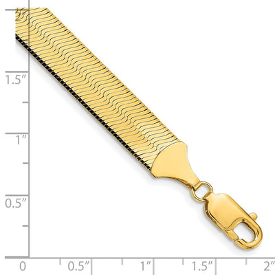 14K Silky Herringbone with Lobster Clasp Bracelet, 7 x 10mm