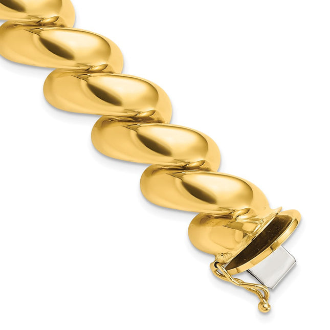 14k Polished San Marco Bracelet, 7 x 14mm