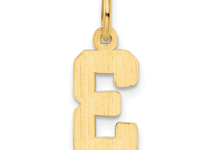 14K gold number 3 charm, another view