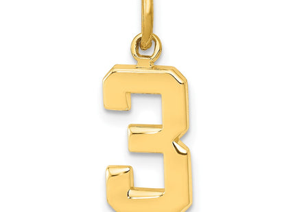 14K gold number 3 charm