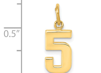 14k Small Polished Number 5 Charm, 14.74 x 7.77mm