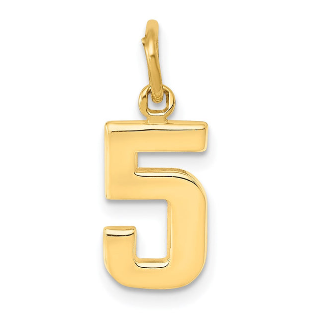 14k Small Polished Number 5 Charm, 14.74 x 7.77mm