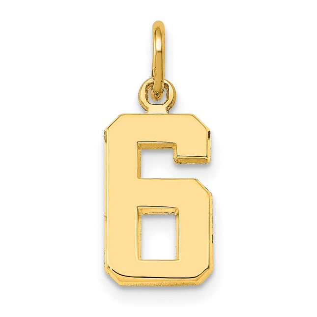 14k Small Polished Number 6 Charm, 14.57 x 8.06mm