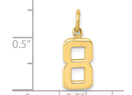 14K gold number 8 charm, another view