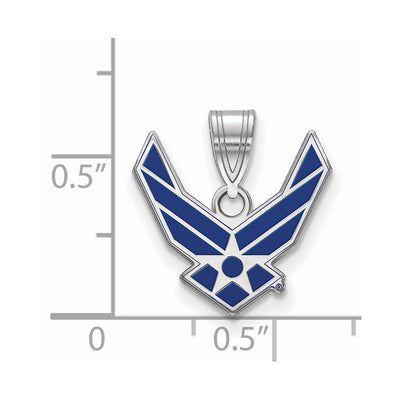 Sterling Silver Rhodium-plated LogoArt U.S. Air Force Small Enameled Pendant