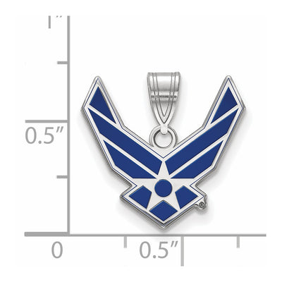 Sterling Silver Rhodium-plated LogoArt U.S. Air Force Large Enameled Pendant