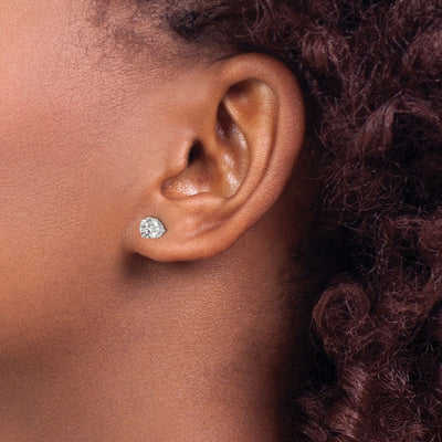14K White Gold I2 K-L Diamond Stud Push-on Post Earrings