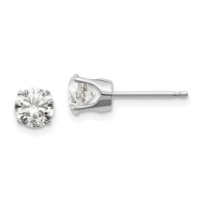 14K White Gold I1 J-K Diamond Stud Push-on Post Earrings