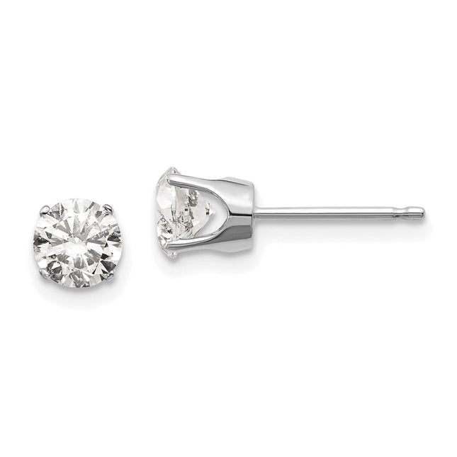 14k White Gold Earrings Style ST2 - Classique Jewelry Inc.