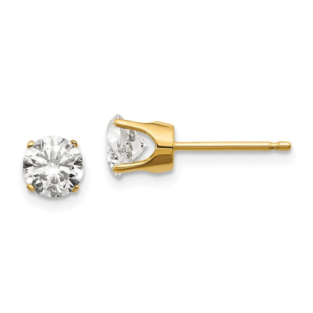 14K White Gold . I1 J-K Diamond Stud Push-on Post Earrings, 4.4 x 4.4mm