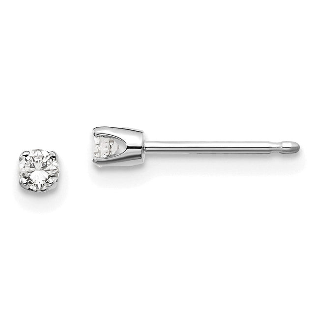 14K White Gold . I2 K-L Diamond Stud Push-on Post Earrings, 2.4 x 2.4mm