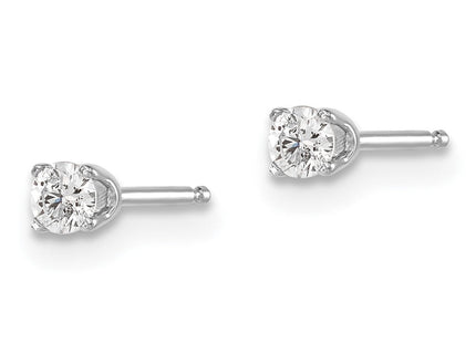 14K White Gold . I2 K-L Diamond Stud Push-on Post Earrings (Style ST1-15W)