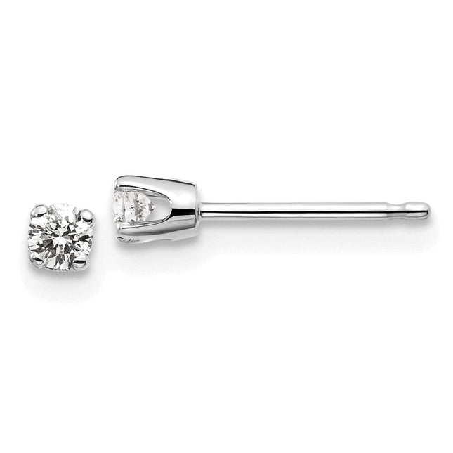 14K White Gold . I2 K-L Diamond Stud Push-on Post Earrings, 2.7 x 2.7mm