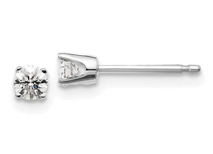 14K White Gold . I2 K-L Diamond Stud Push-on Post Earrings (Style ST1-20W)