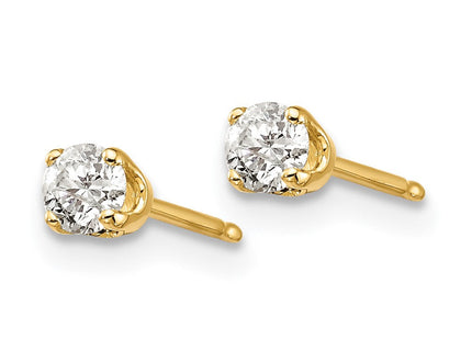 14K Yellow Gold .. I2 K-L Diamond Stud Push-on Post Earrings (Style ST1-25)